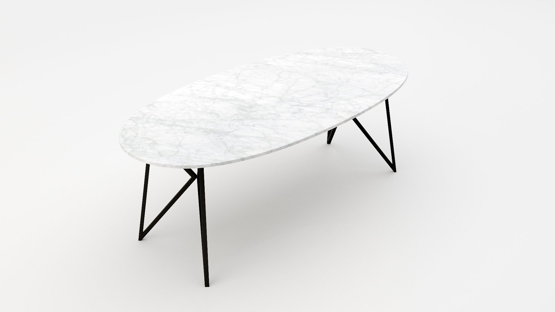 Ovale marmeren eettafel Pipistrello Bianco Carrara CD CHIARO - Afbeelding 2