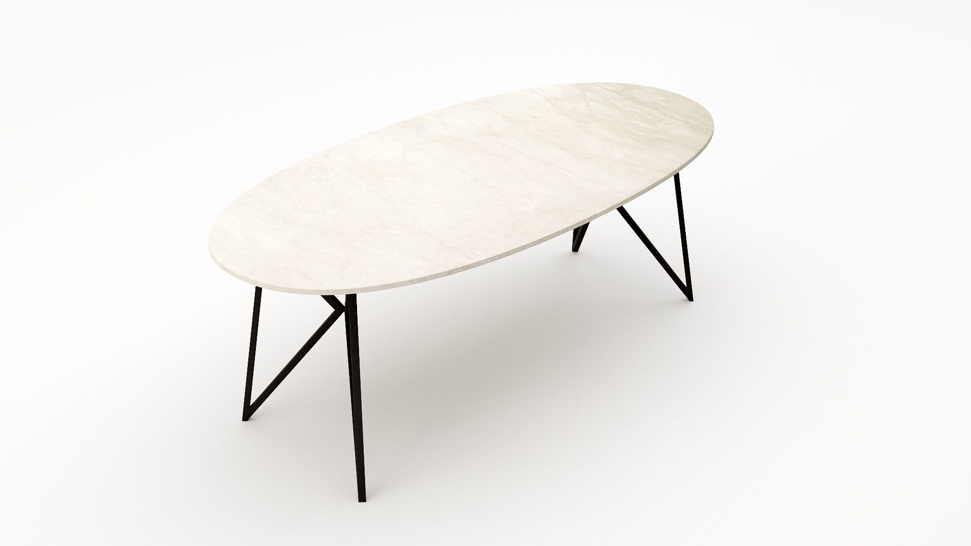 Ovale marmeren eettafel Pipistrello Botticino Semi Classico - Afbeelding 2