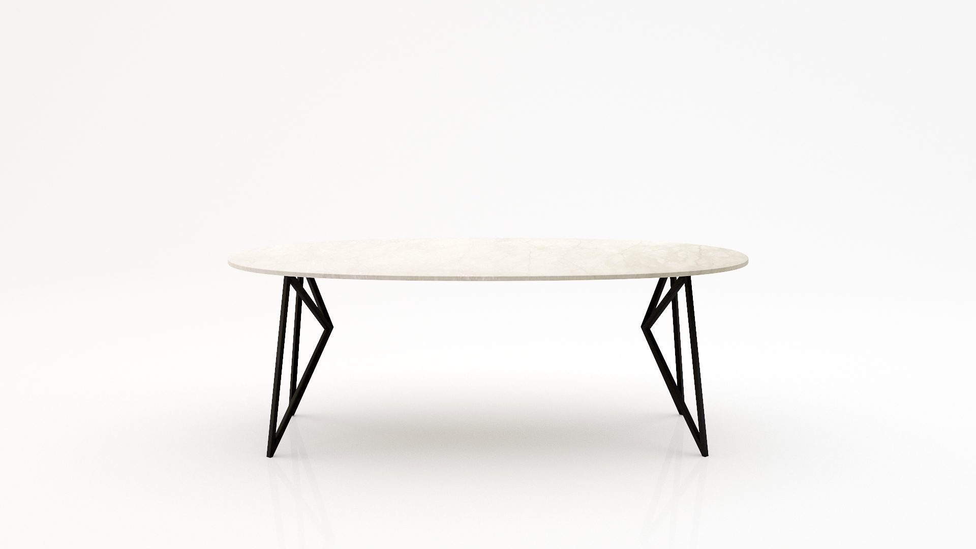 Ovale marmeren eettafel Pipistrello - Botticino Semi Classico - 260x130cm