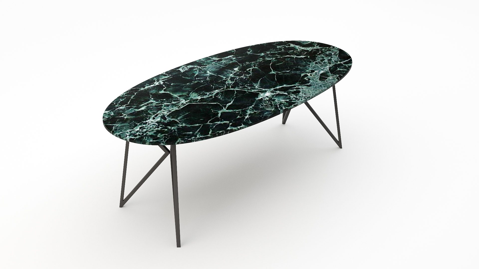 Ovale marmeren eettafel Pipistrello - Verde rameggiato - Afbeelding 2