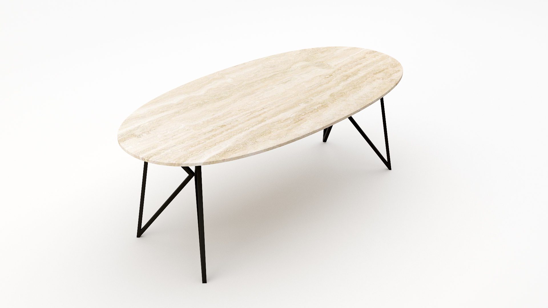 Ovale marmeren eettafel Pipistrello - Travertino Chiaro - Afbeelding 2