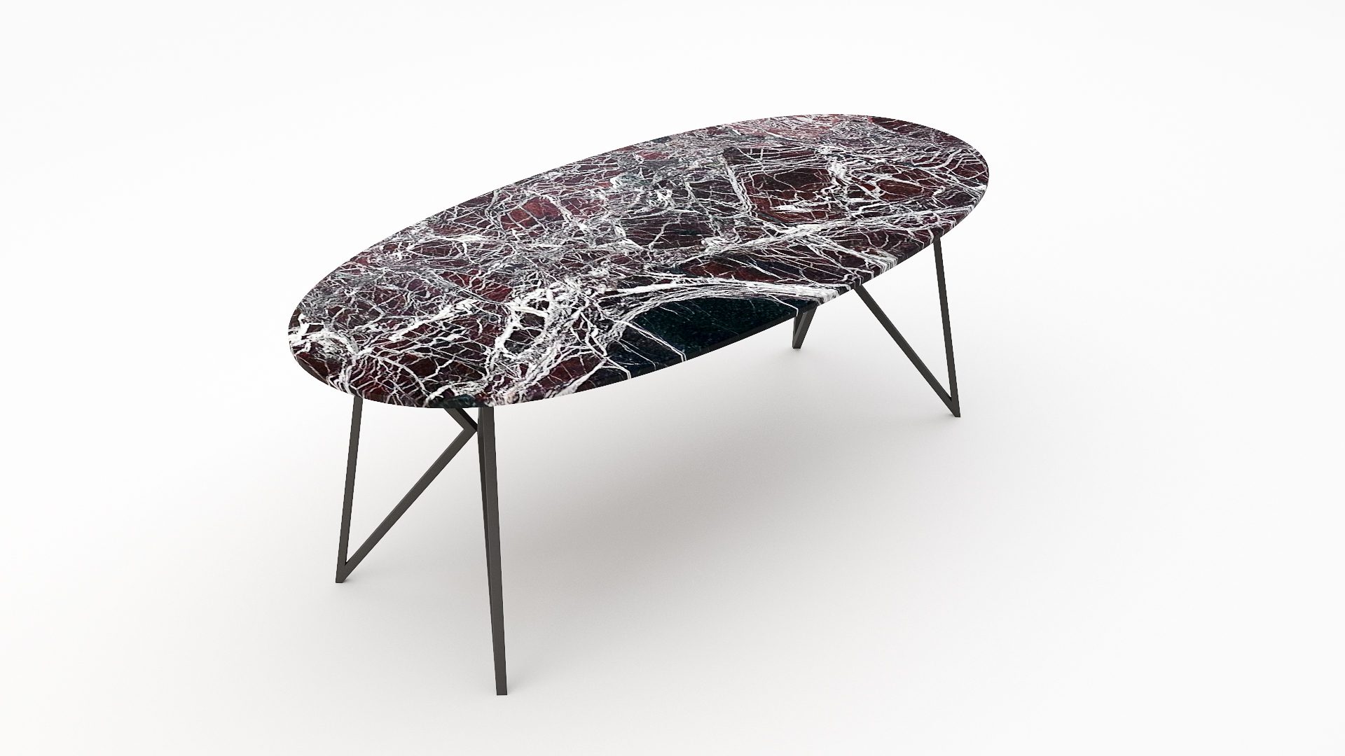 Ovale marmeren eettafel Pipistrello - Rosso Levanto - Afbeelding 2