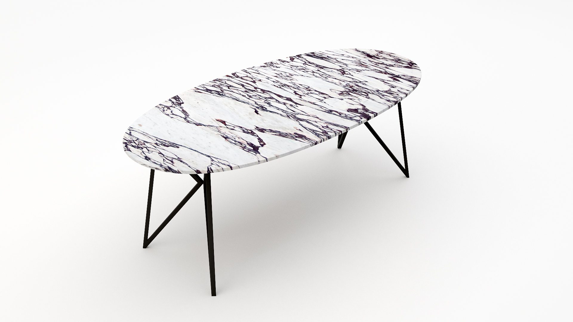 Ovale marmeren eettafel Pipistrello - Calcatta Viola - Afbeelding 2