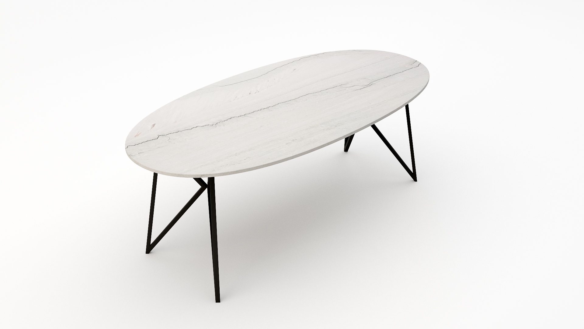 Ovale marmeren eettafel Pipistrello - Mont Blanc Quartzite - Afbeelding 2