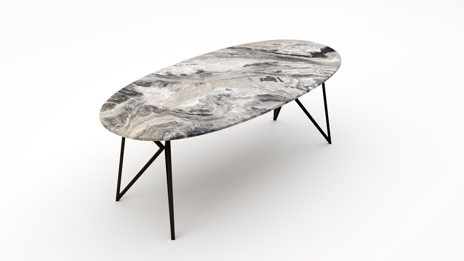 Ovale marmeren eettafel Pipistrello Arabescato Orobico Grigio - Afbeelding 2