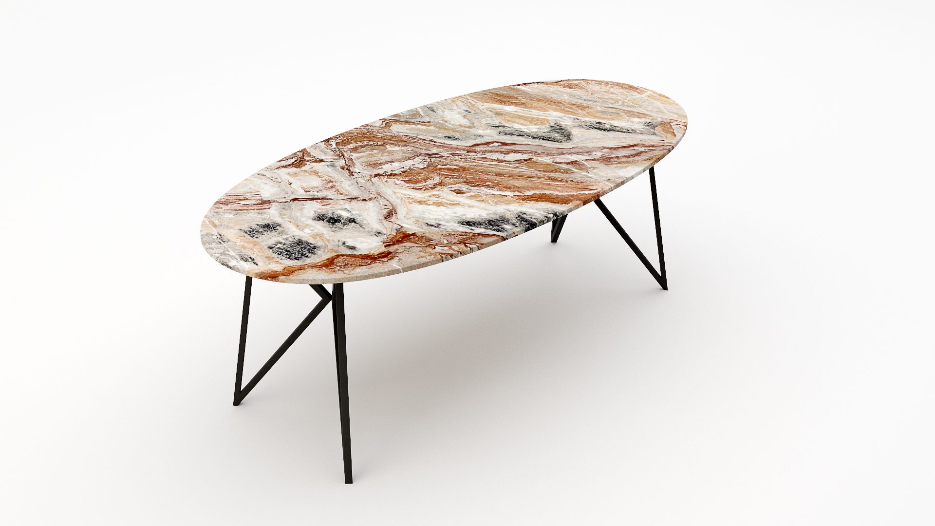 Ovale marmeren eettafel Pipistrello Arabescato Orobico Rosso - Afbeelding 2