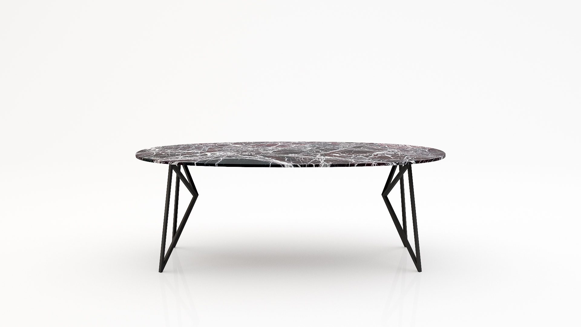 Ovale marmeren eettafel Pipistrello - Rosso Levanto - 260x130cm