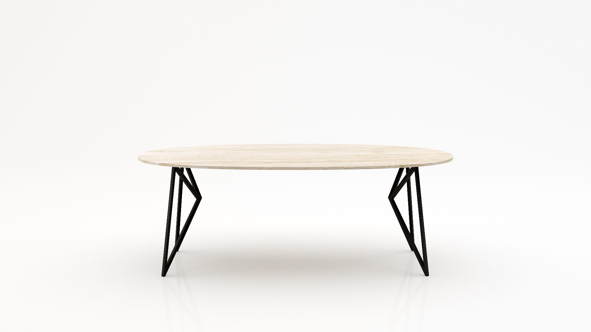Ovale marmeren eettafel Pipistrello - Travertino Chiaro - 260x130cm