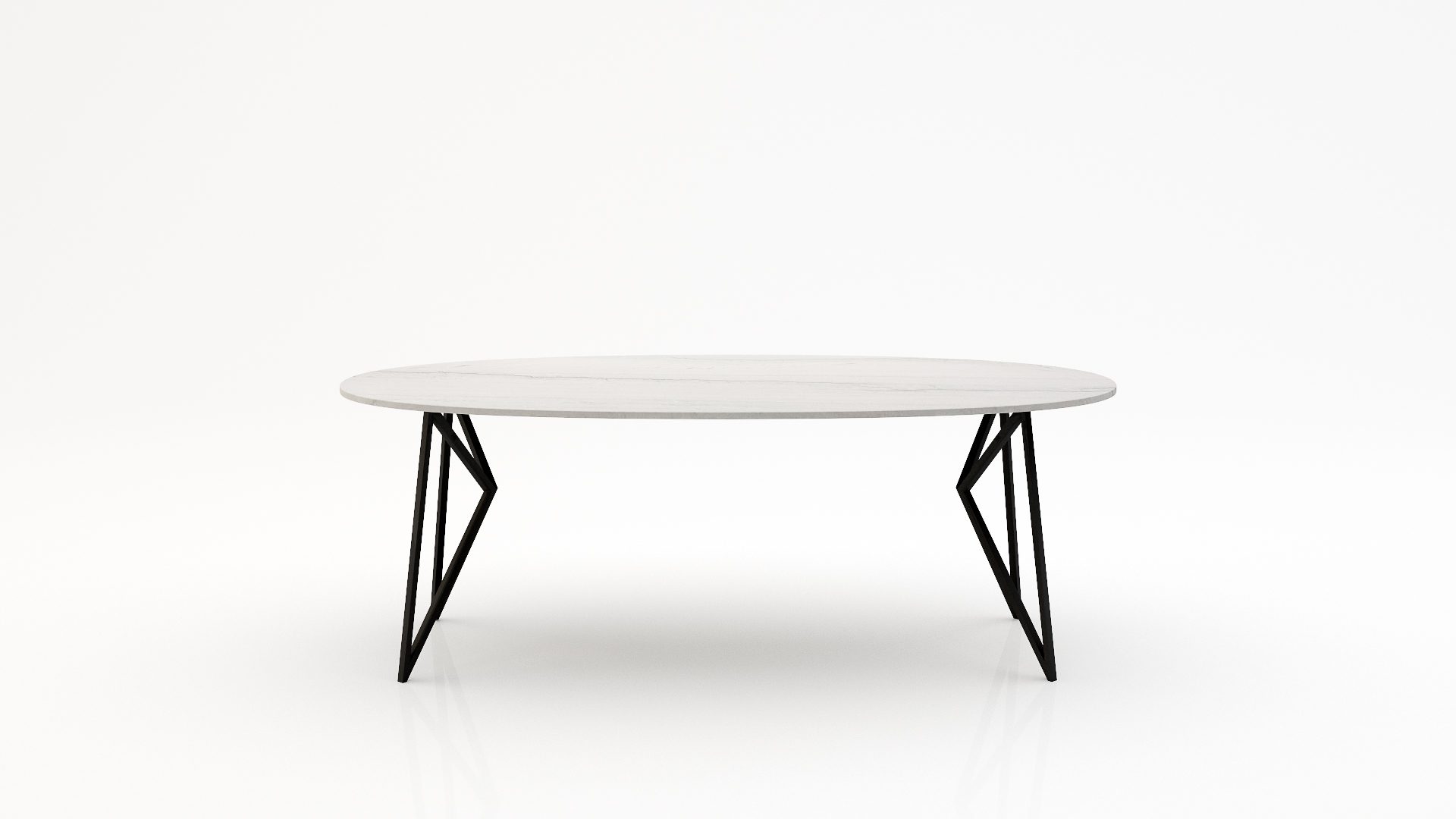 Ovale marmeren eettafel Pipistrello - Mont Blanc Quartzite - 260x130cm