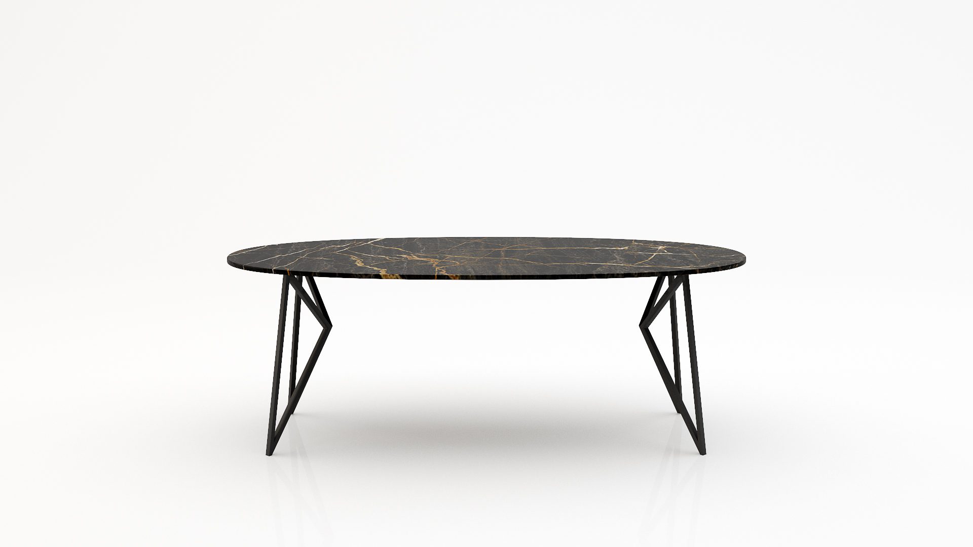 Ovale marmeren eettafel Pipistrello - Nero saint port laurent - 260x130cm