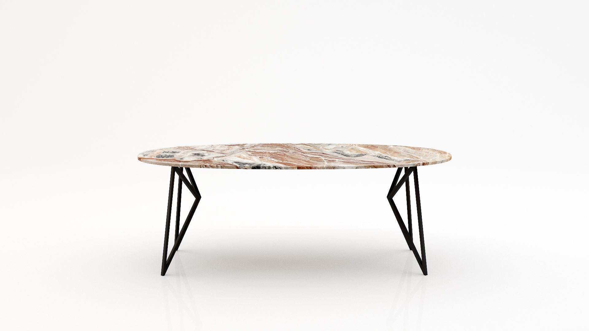 Ovale marmeren eettafel Pipistrello - Arabescato Orobico Rosso - 260x130cm