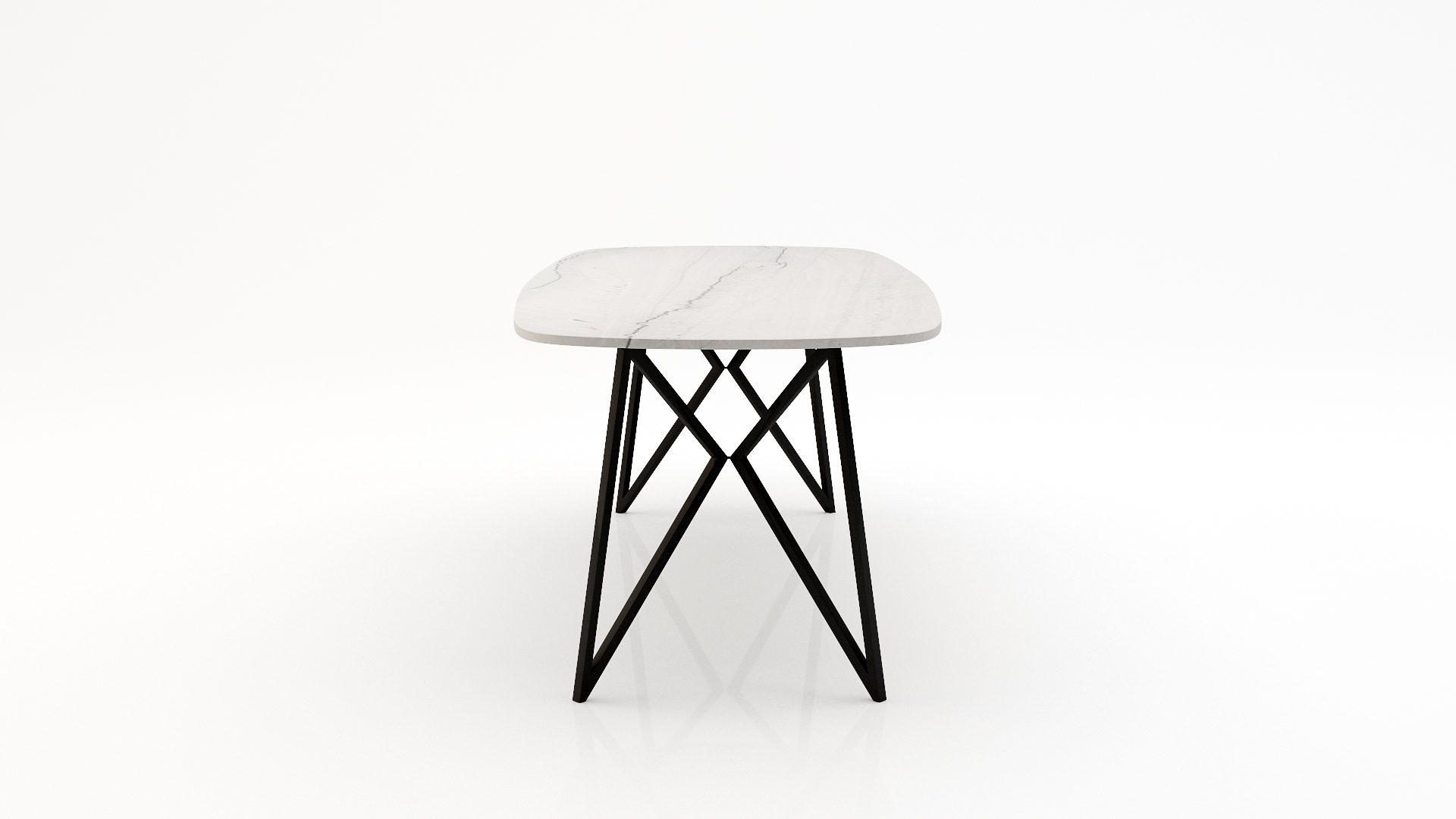 Deens ovale marmeren eettafel Pipistrello Mont Blanc Quartzite - Afbeelding 3