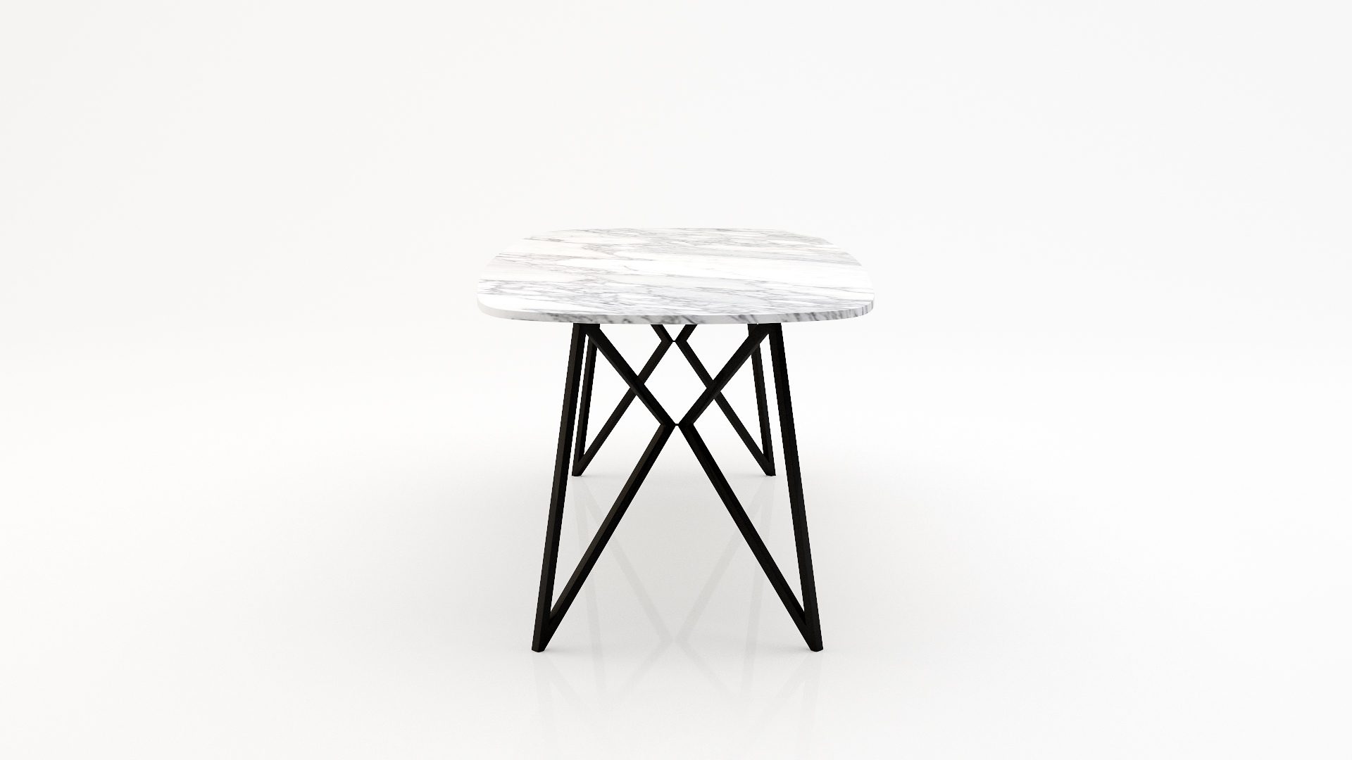 Deens ovale marmeren eettafel Pipistrello Arabescato Carrara - Afbeelding 3