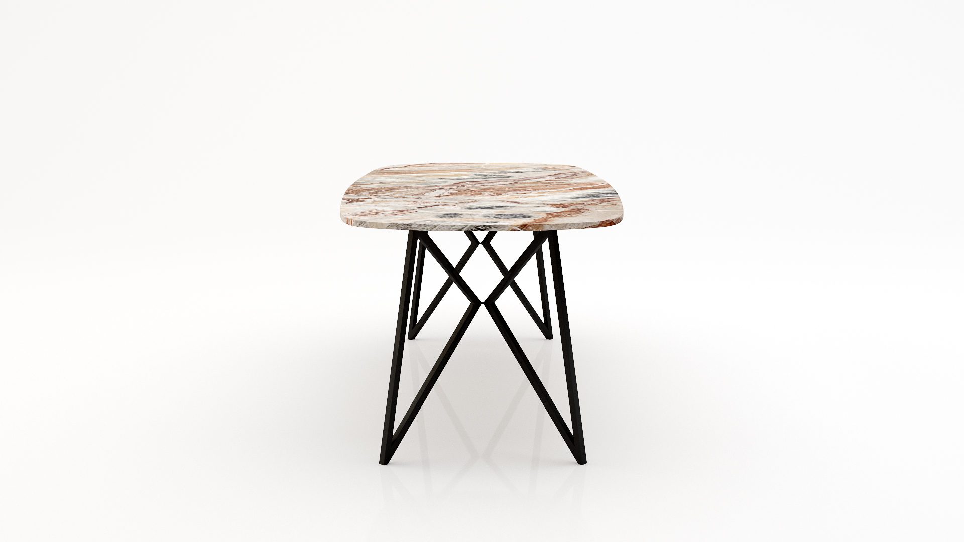 Deens ovale marmeren eettafel Pipistrello Arabescato Orobico Rosso - Afbeelding 3