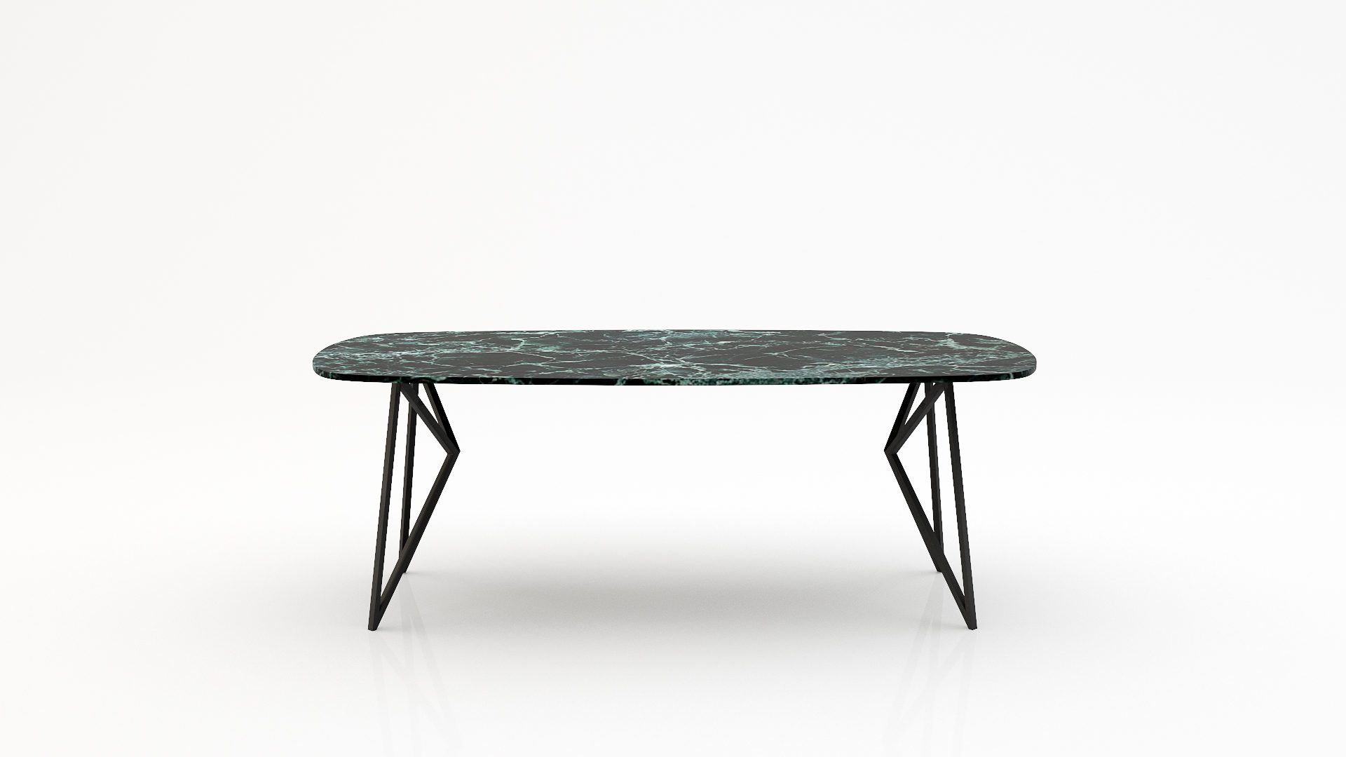 Deens ovale marmeren eettafel Pipistrello - Verde rameggiato - 260x120cm