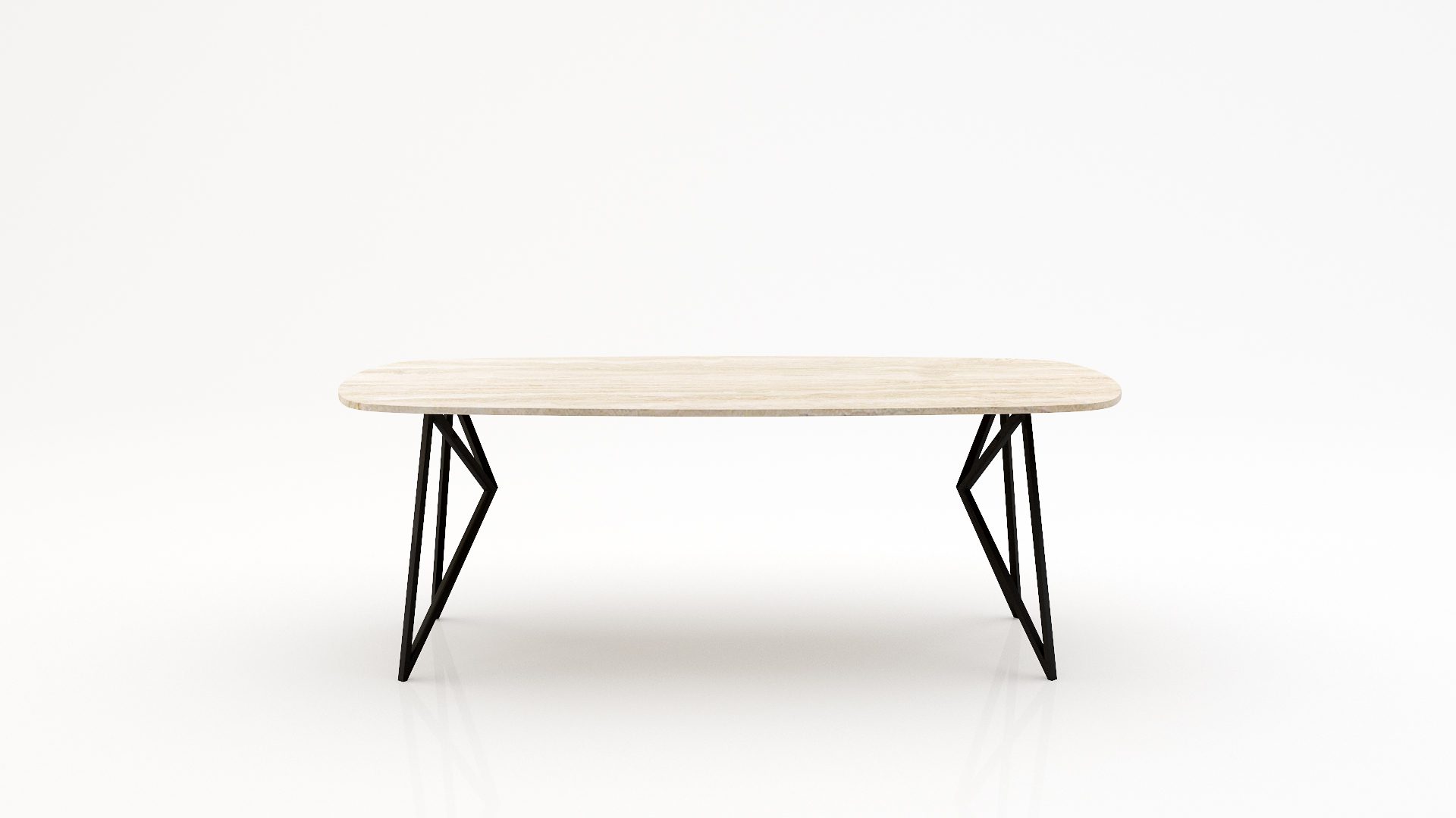 Deens ovale marmeren eettafel Pipistrello - Travertino Chiaro - 260x120cm