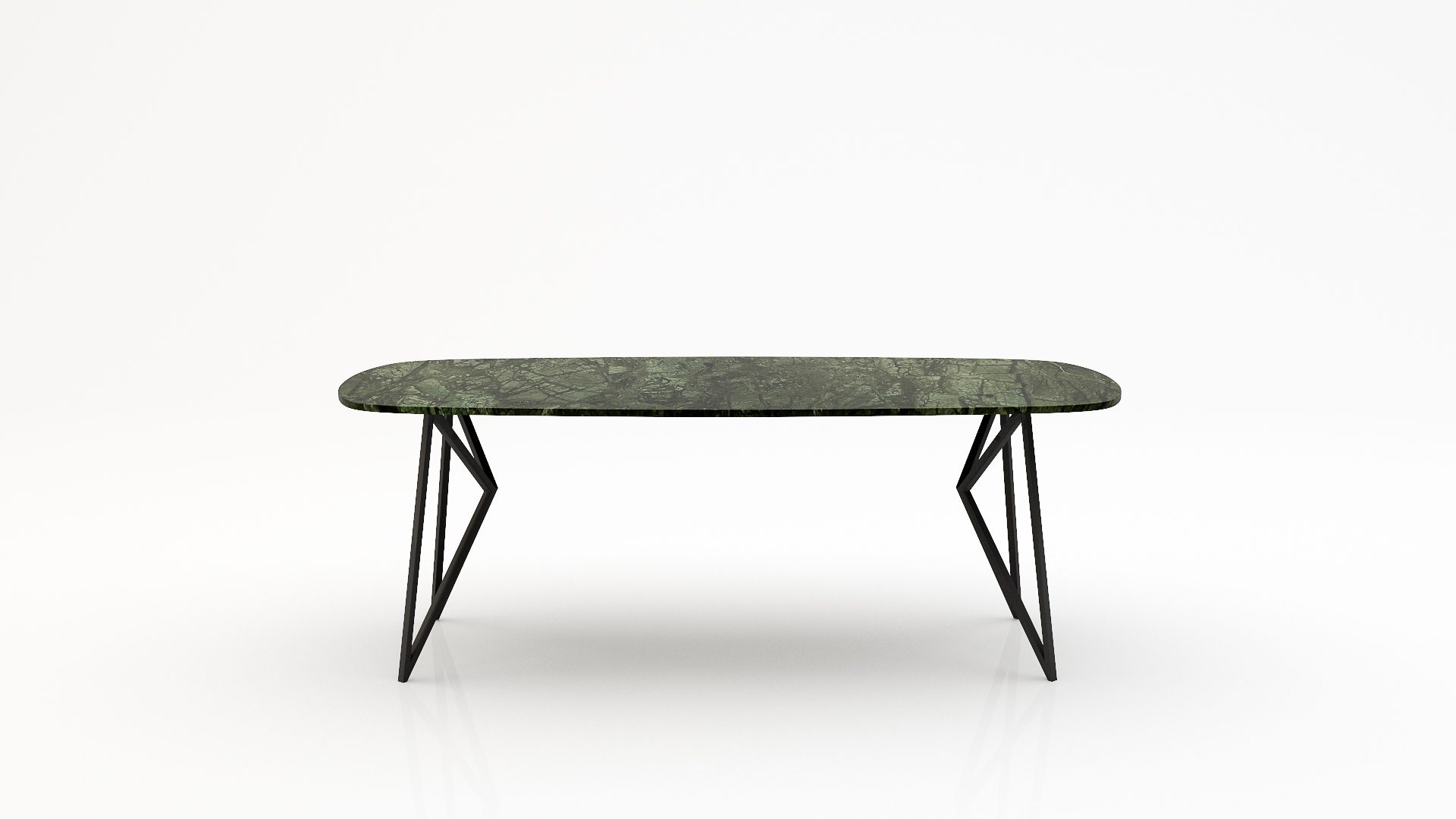 Deens ovale marmeren eettafel Pipistrello - Verde Guatemala - 260x120cm