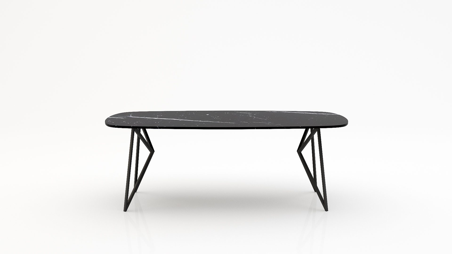 Deens ovale marmeren eettafel Pipistrello - Nero Marquina - 260x120cm