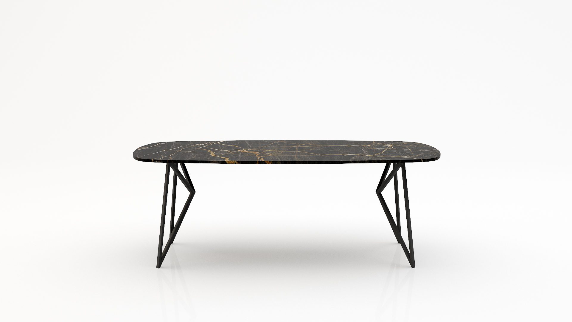 Deens ovale marmeren eettafel Pipistrello - Nero saint port laurent - 260x120cm