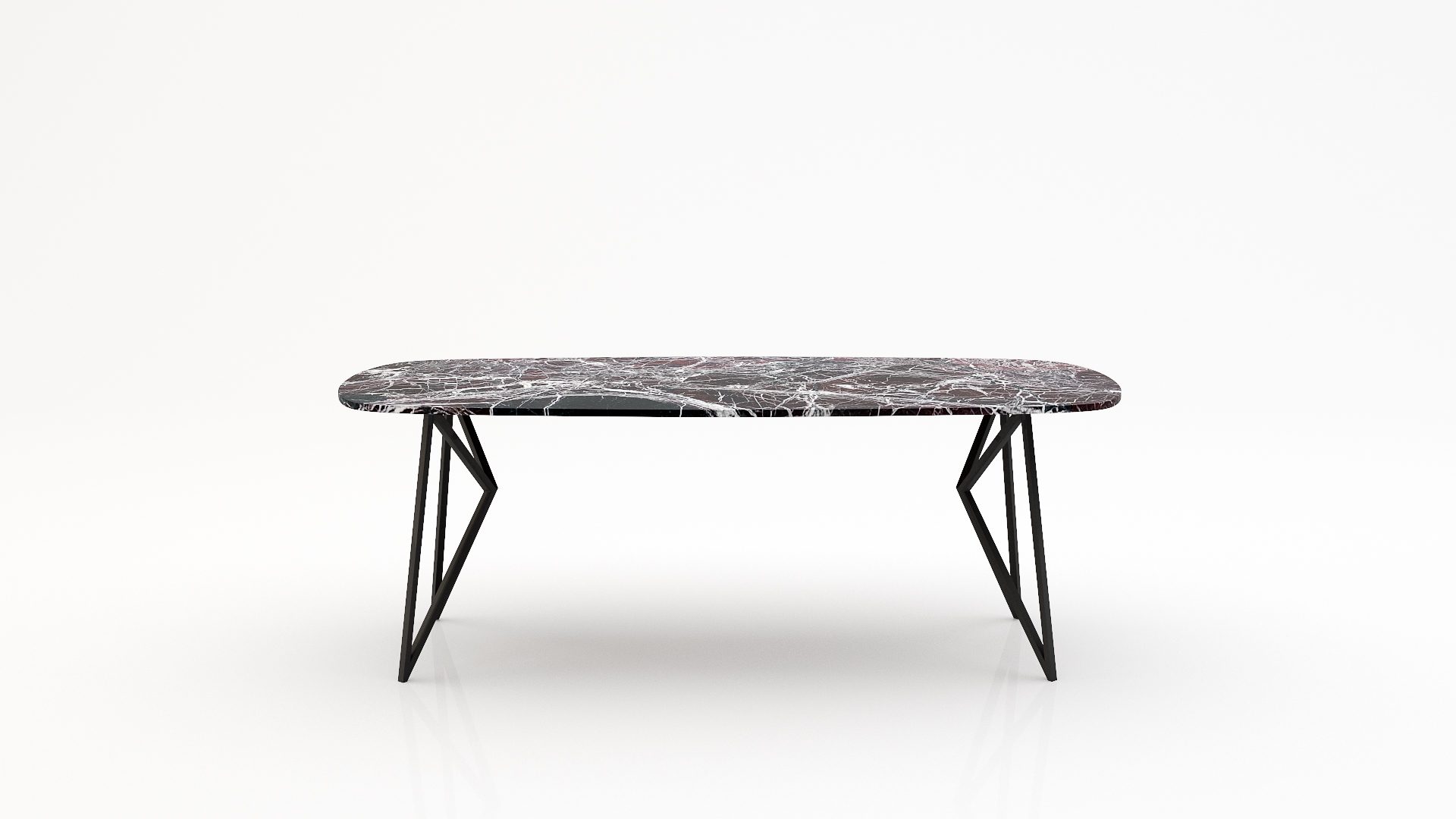 Deens ovale marmeren eettafel Pipistrello - Rosso Levanto - 260x120cm