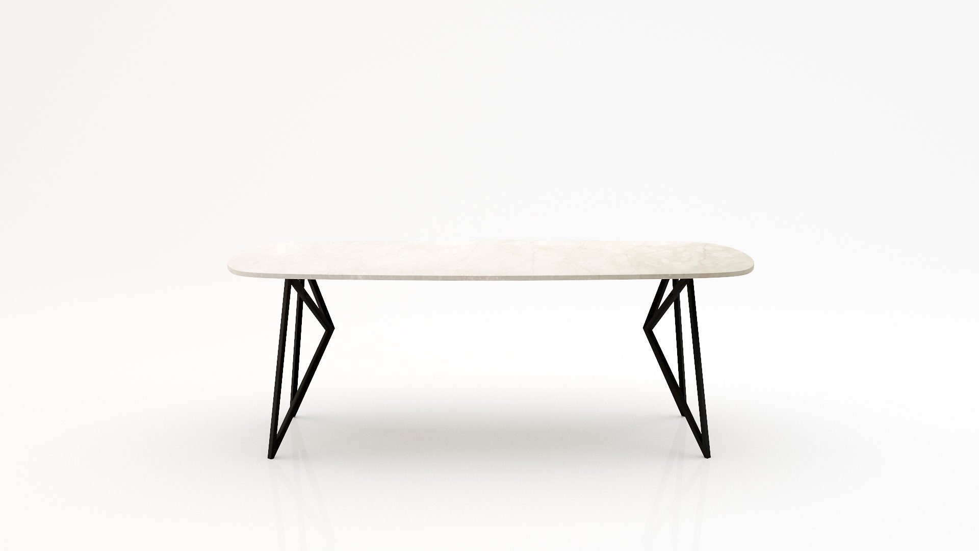 Deens ovale marmeren eettafel Pipistrello - Botticino Semi Classico - 260x120cm
