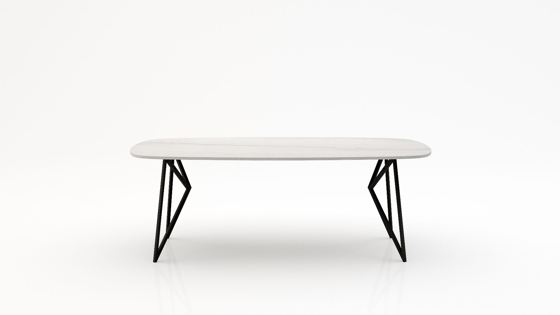 Deens ovale marmeren eettafel Pipistrello - Mont Blanc Quartzite - 260x120cm