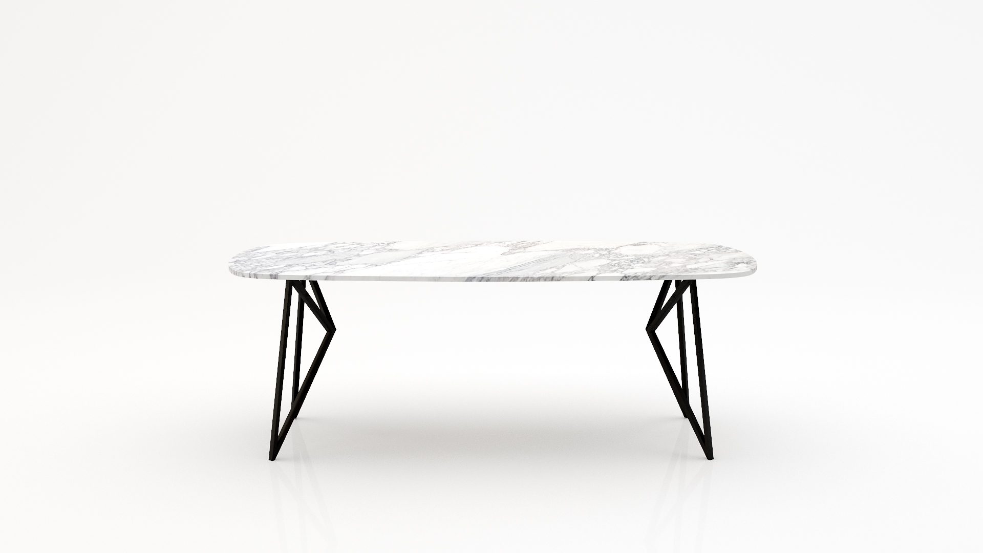 Deens ovale marmeren eettafel Pipistrello - Arabescato Carrara - 260x120cm