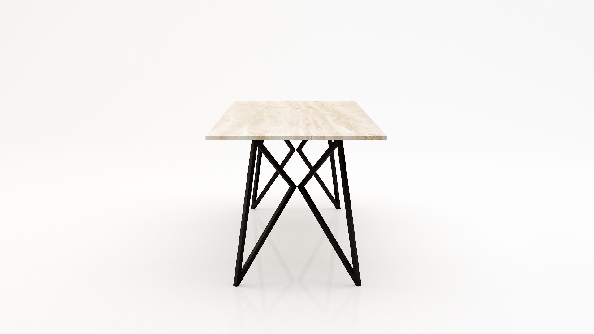 Rechthoekige marmeren eettafel Pipistrello Travertino Chiaro - Afbeelding 3