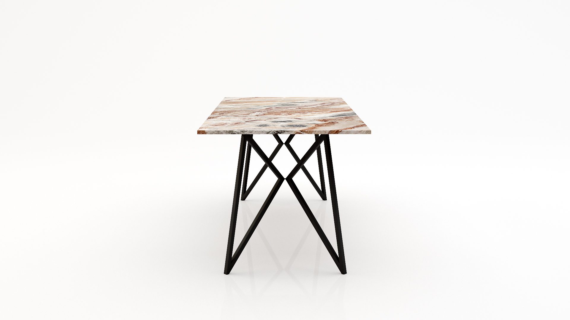 Rechthoekige marmeren eettafel Pipistrello Arabescato Orobico Rosso - Afbeelding 3