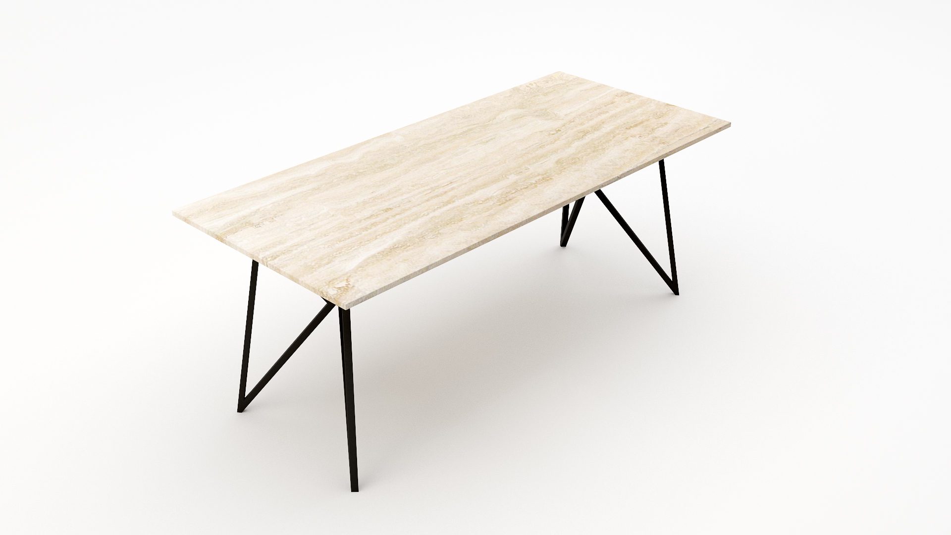 Rechthoekige marmeren eettafel Pipistrello Travertino Chiaro - Afbeelding 2