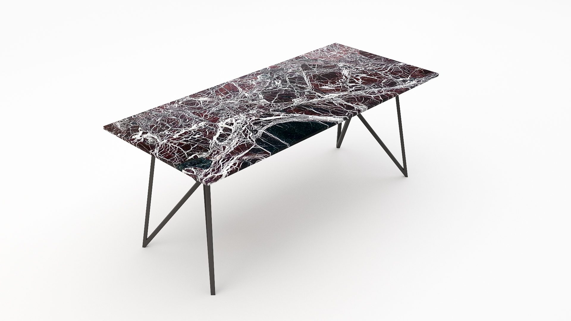 Rechthoekige marmeren eettafel Pipistrello - Rosso Levanto - Afbeelding 2