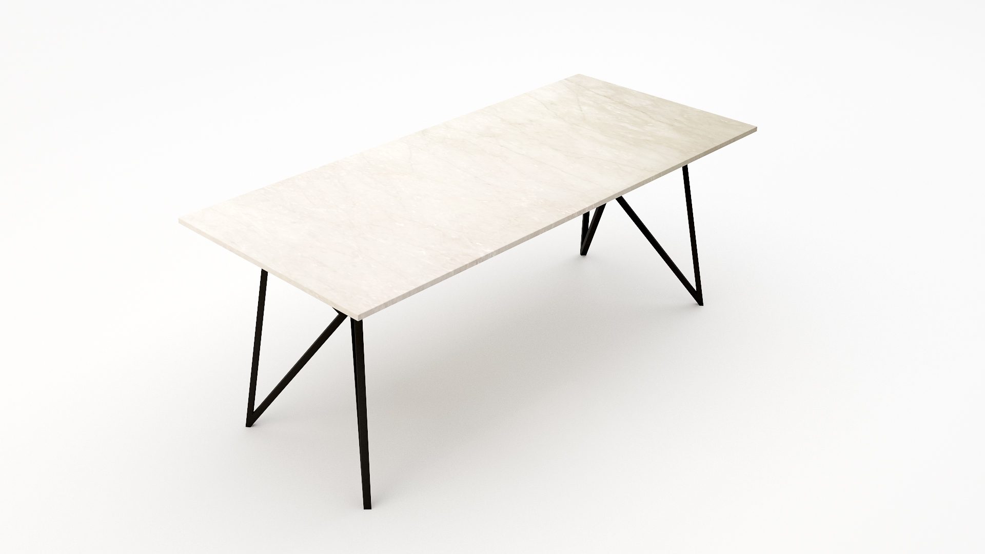 Rechthoekige marmeren eettafel Pipistrello Botticino Semi Classico - Afbeelding 2