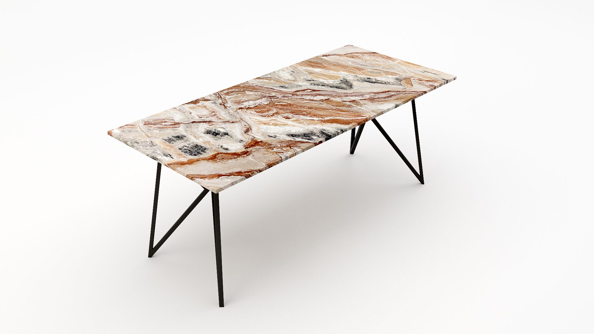 Rechthoekige marmeren eettafel Pipistrello Arabescato Orobico Rosso - Afbeelding 2