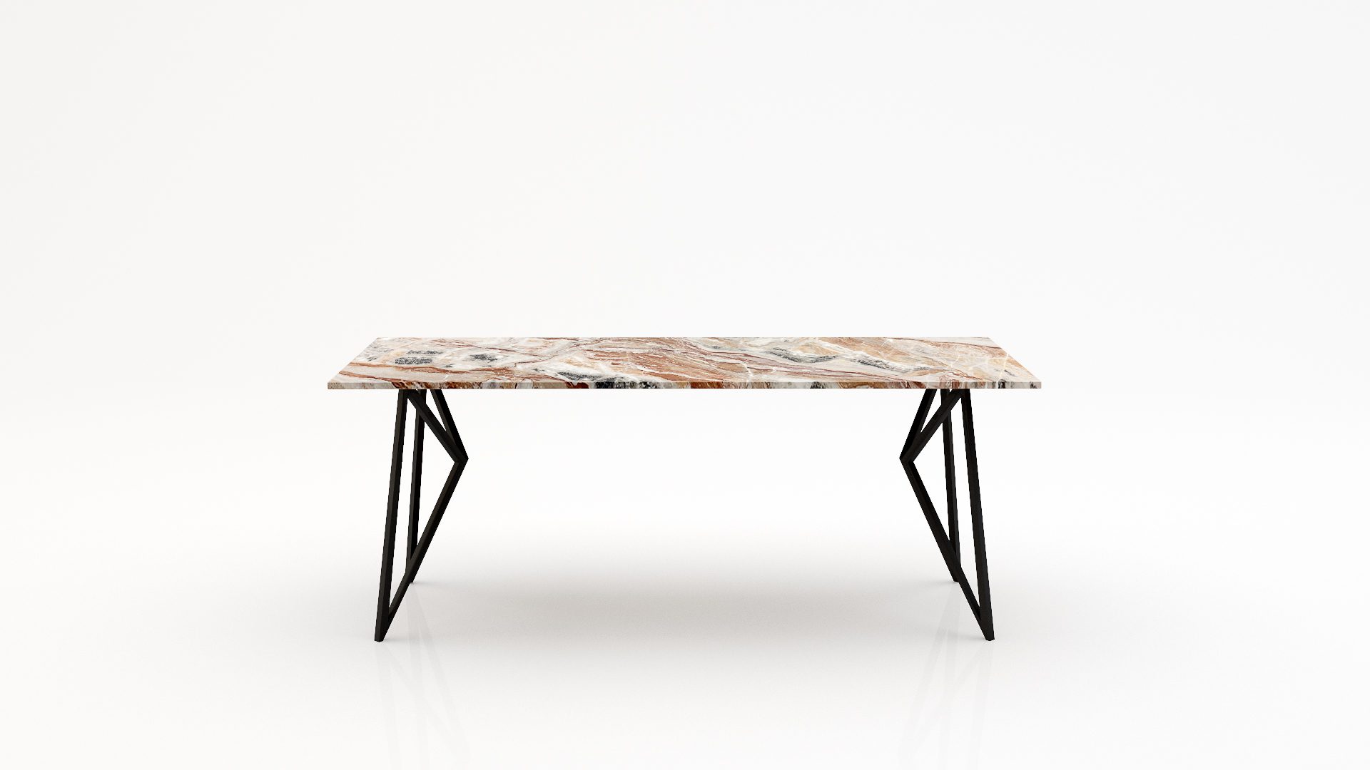 Rechthoekige marmeren eettafel Pipistrello - Arabescato Orobico Rosso - 260x100cm