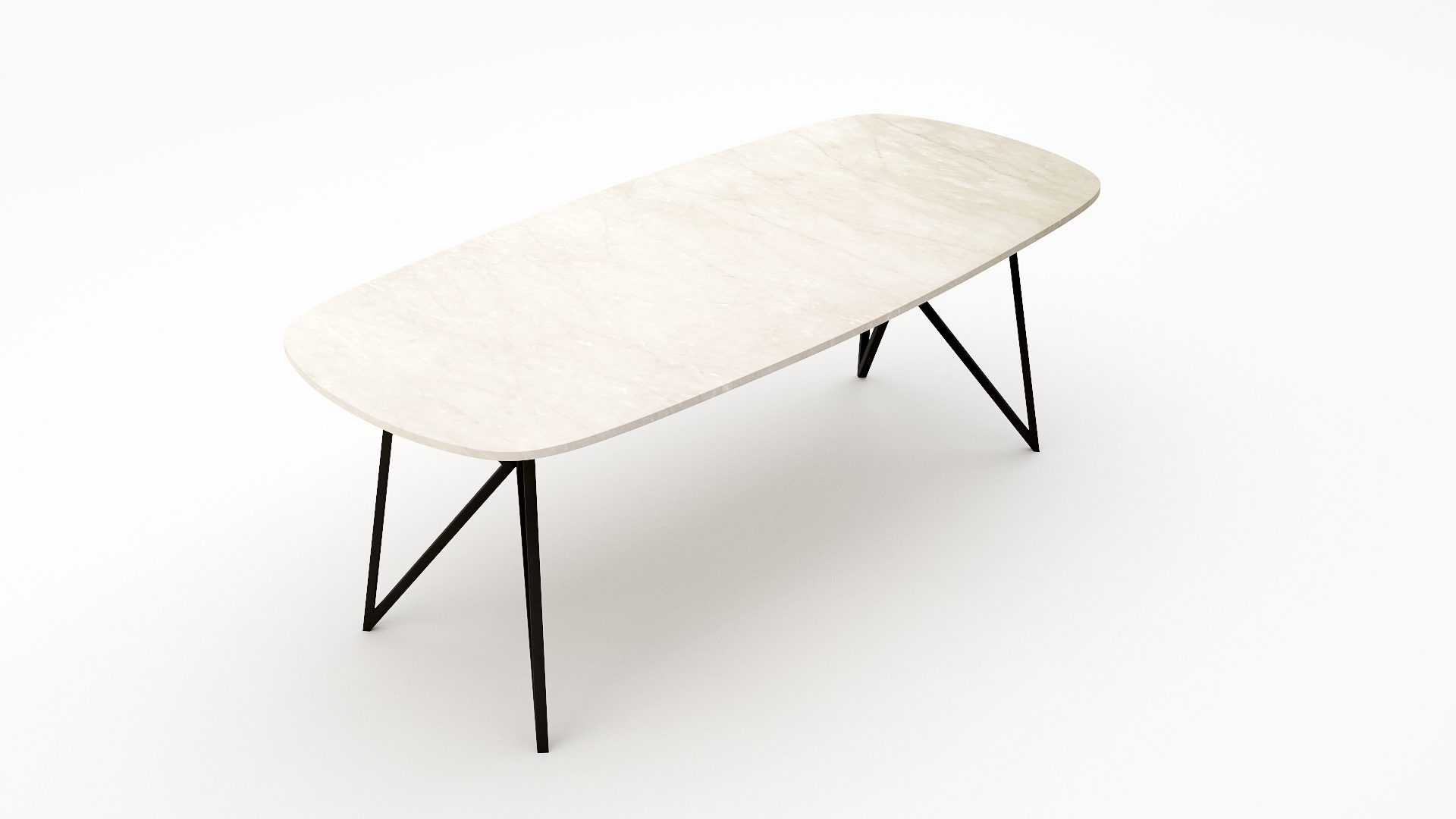Deens ovale marmeren eettafel Pipistrello Botticino Semi Classico - Afbeelding 2