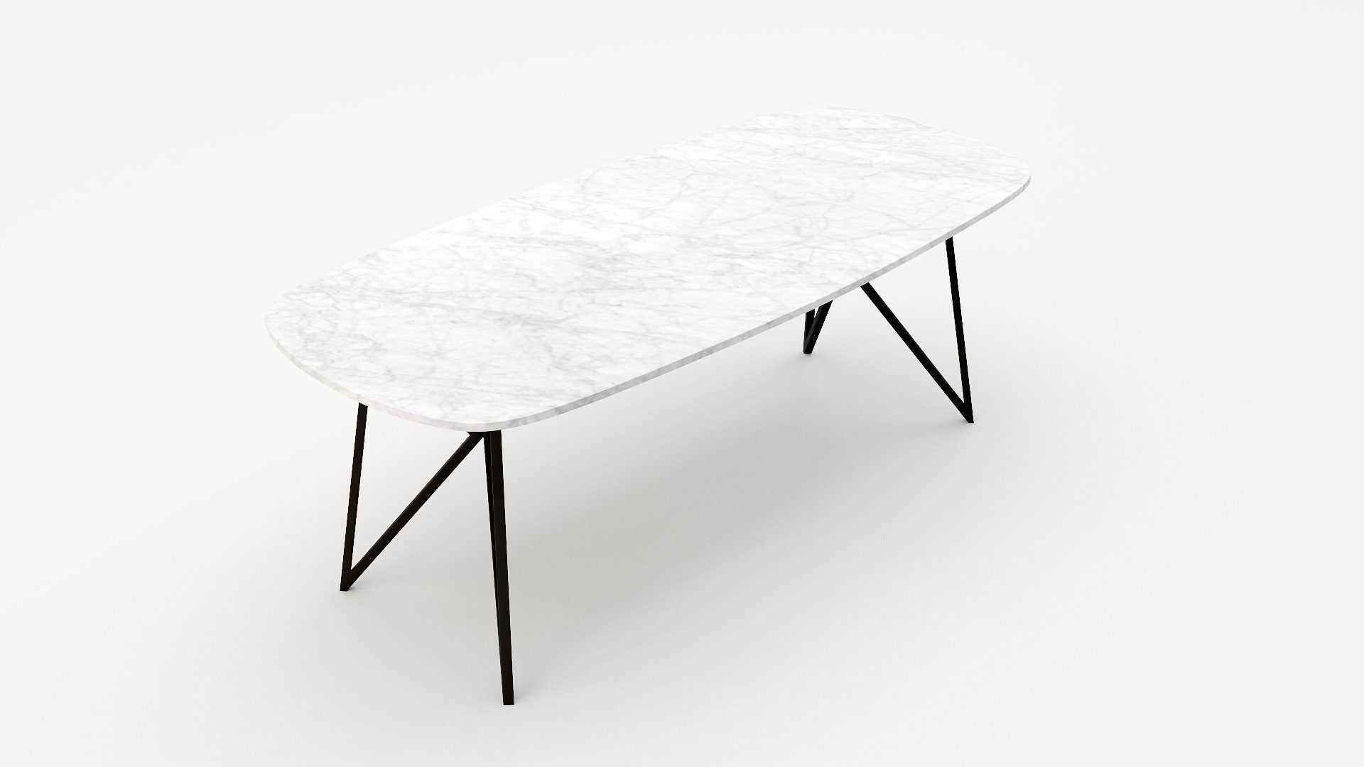 Deens ovale marmeren eettafel Pipistrello Bianco Carrara CD CHIARO - Afbeelding 2