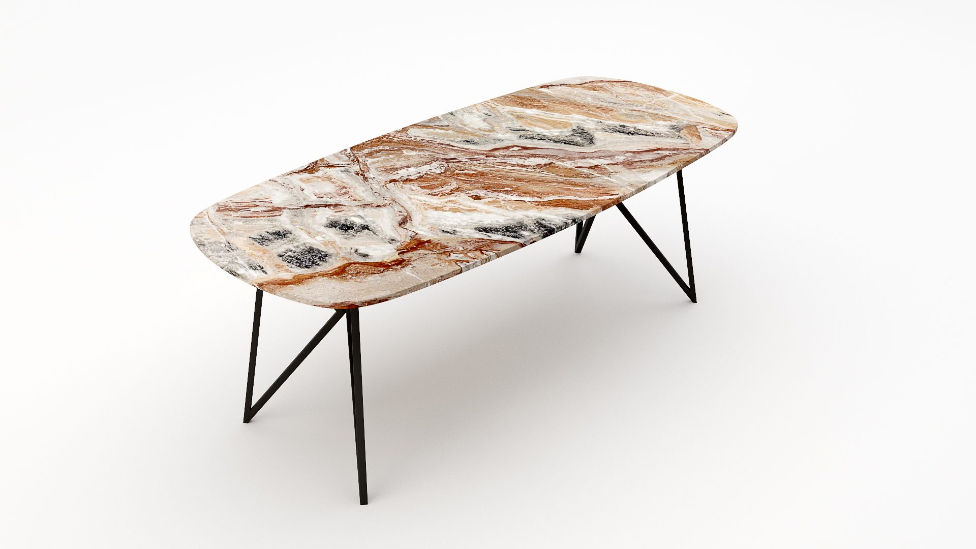 Deens ovale marmeren eettafel Pipistrello Arabescato Orobico Rosso - Afbeelding 2