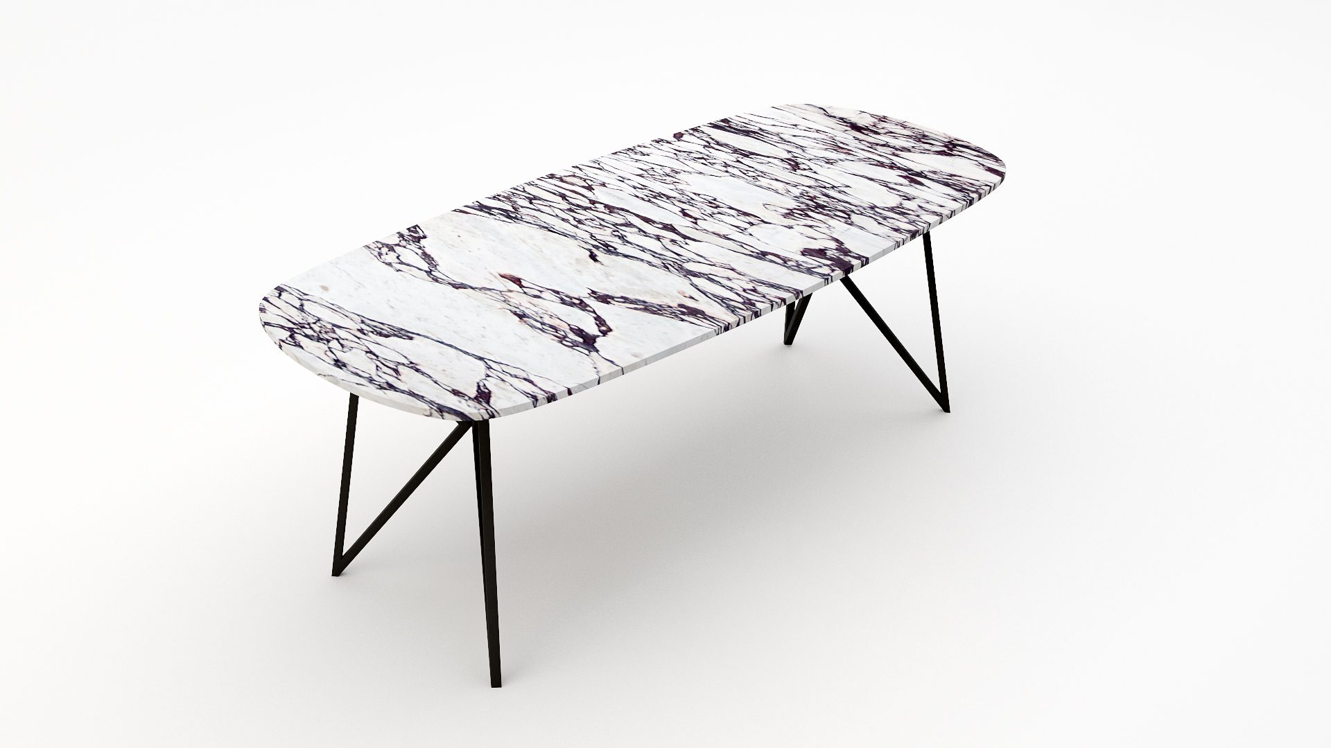 Deens ovale marmeren eettafel Pipistrello - Calcatta Viola - Afbeelding 2