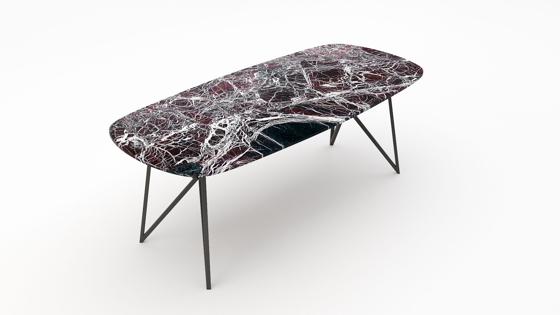 Deens ovale marmeren eettafel Pipistrello - Rosso Levanto - Afbeelding 2