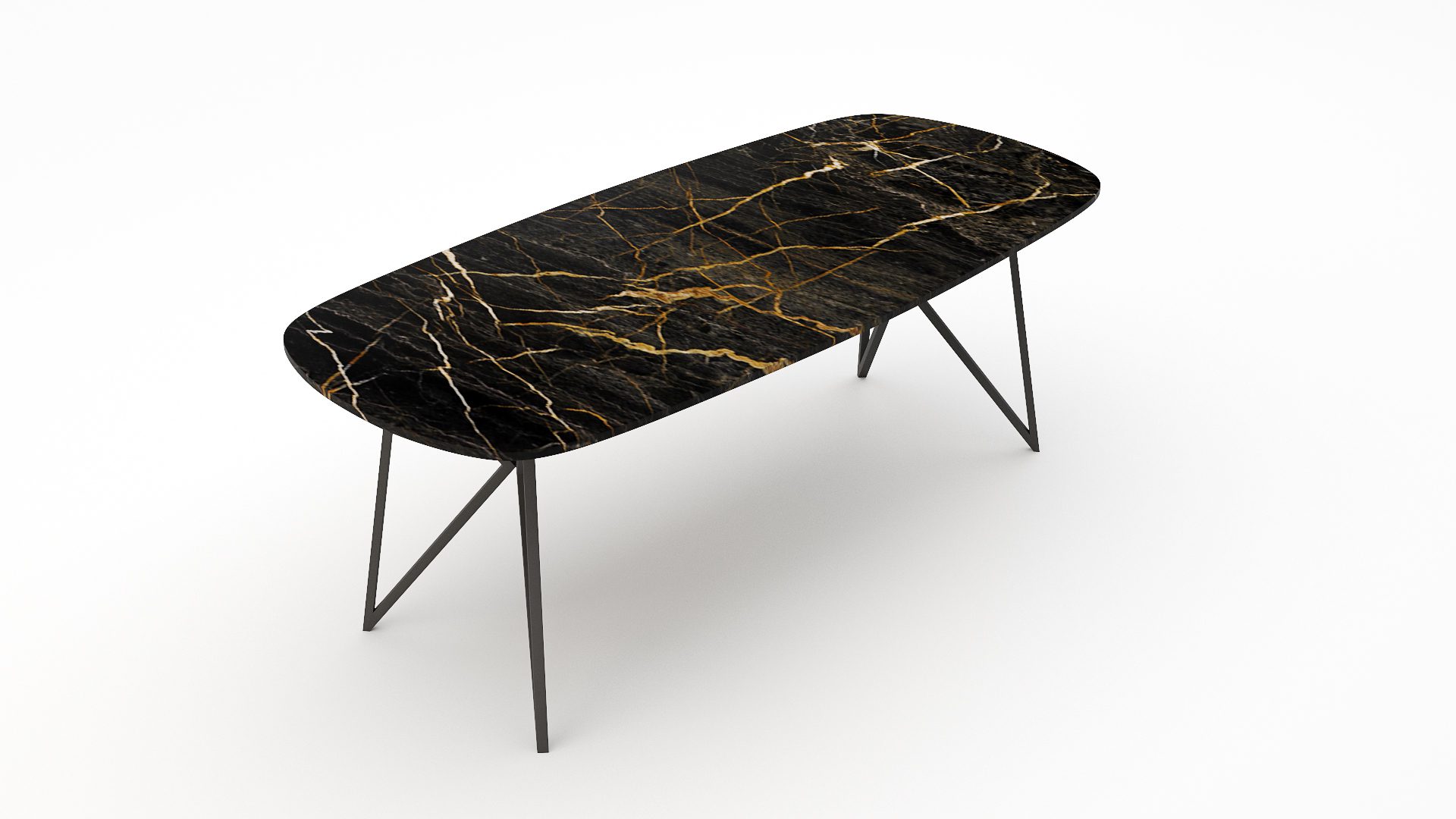 Deens ovale marmeren eettafel Pipistrello Nero saint port laurent - Afbeelding 2