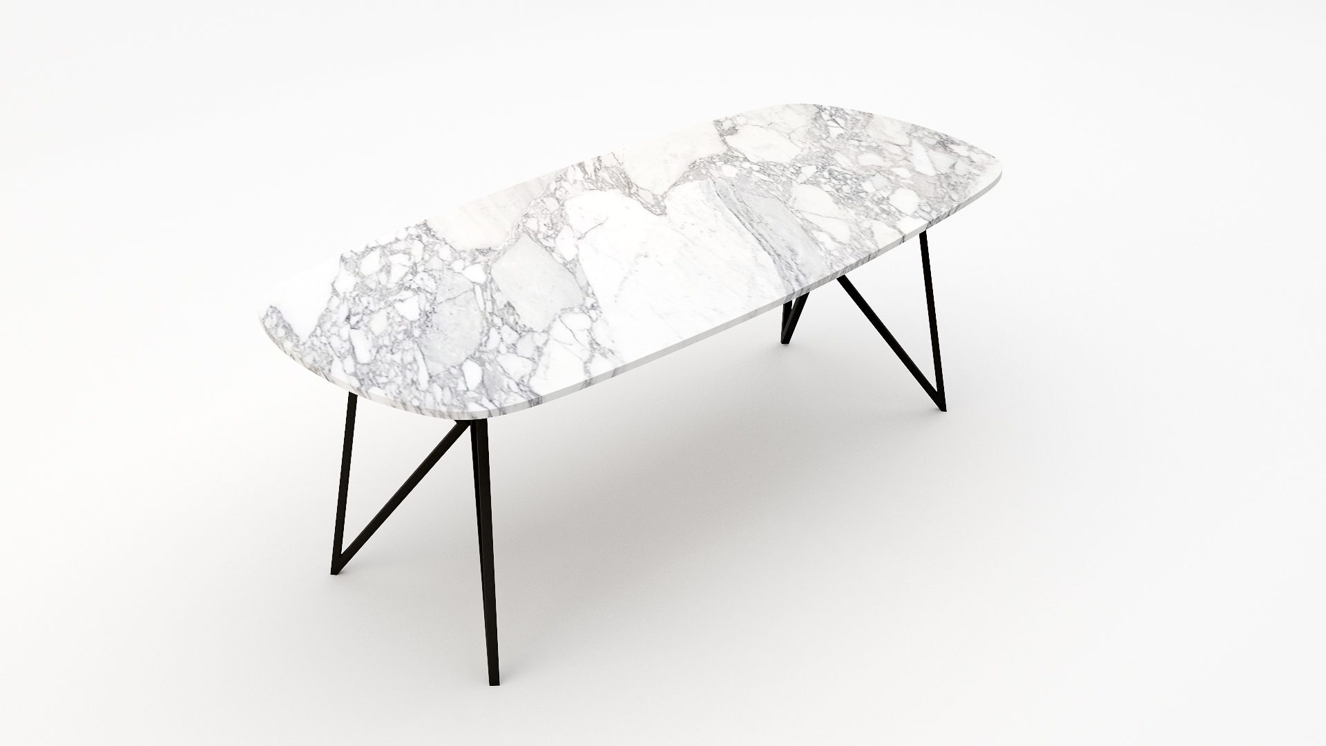 Deens ovale marmeren eettafel Pipistrello Arabescato Carrara - Afbeelding 2