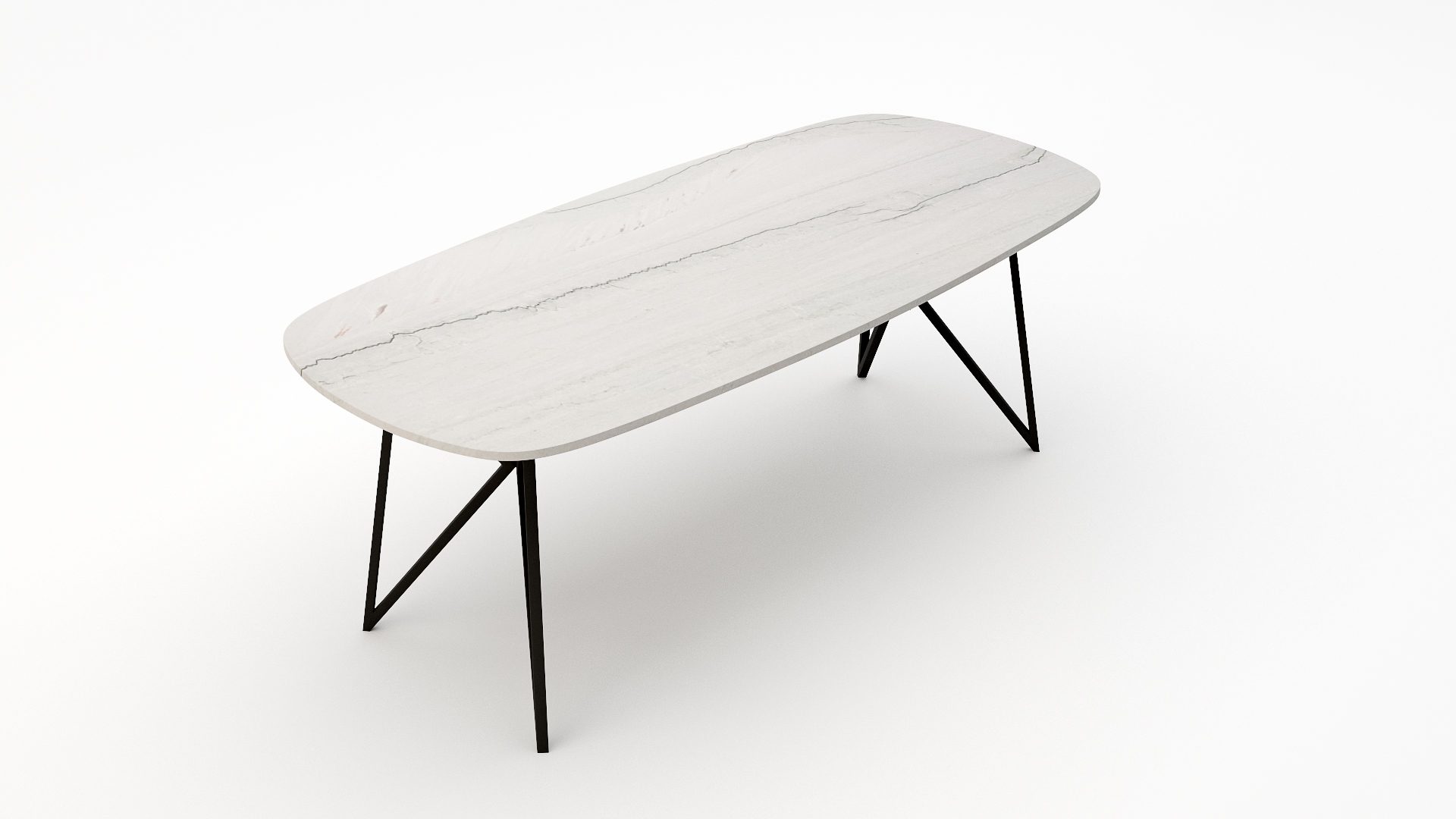 Deens ovale marmeren eettafel Pipistrello Mont Blanc Quartzite - Afbeelding 2