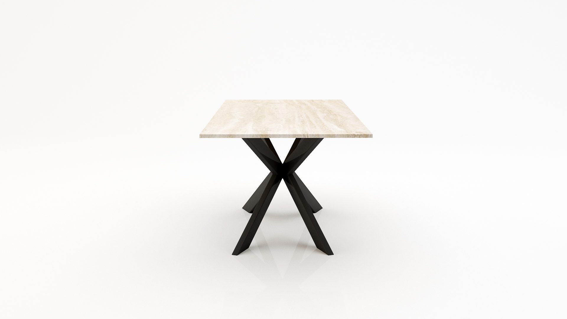 Rechthoekige marmeren eettafel Matrix Farfalle - Travertino Chiaro - Afbeelding 2