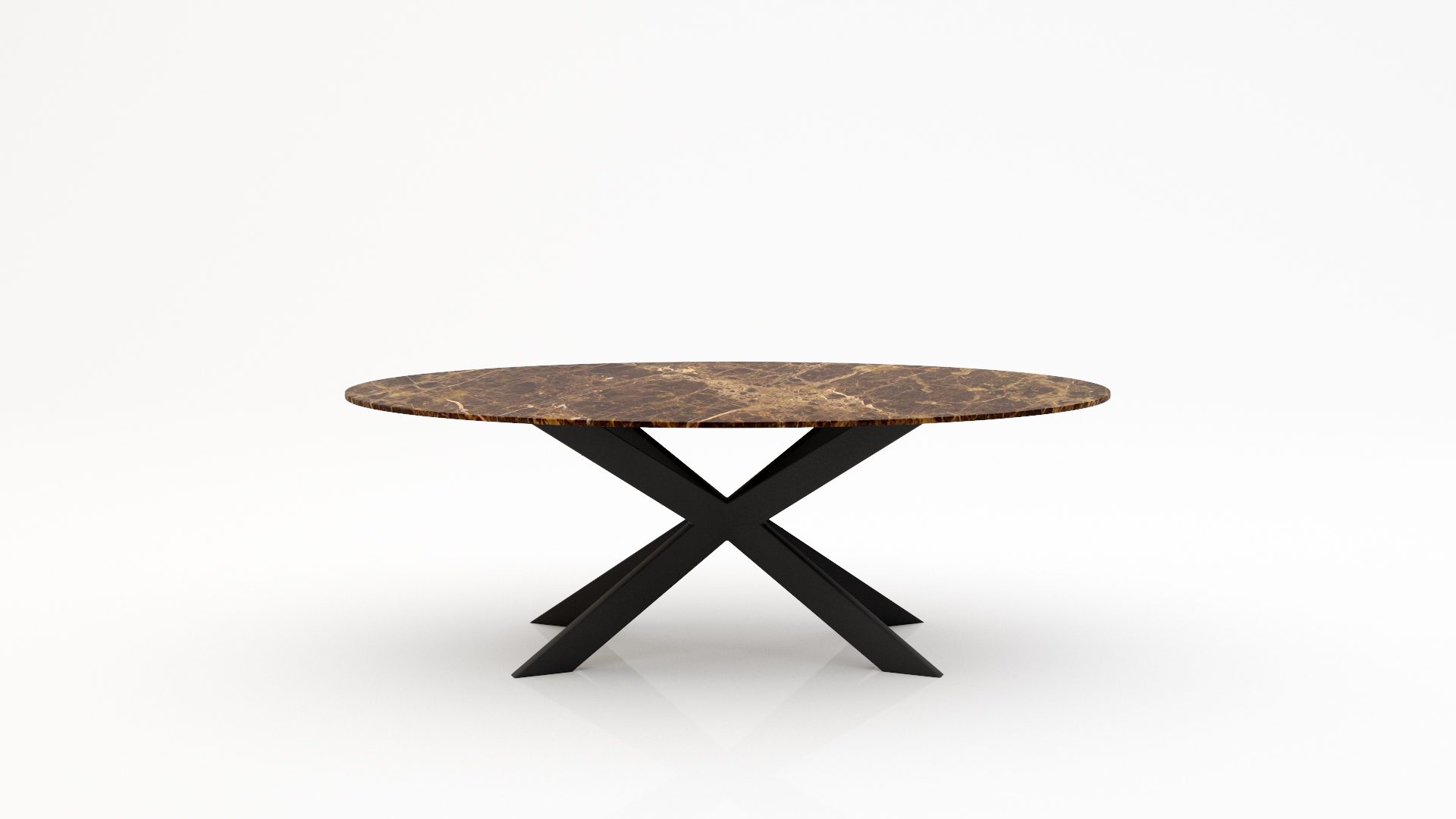 Ovale marmeren eettafel Matrix Farfalle - Emperador dark - 260x130cm
