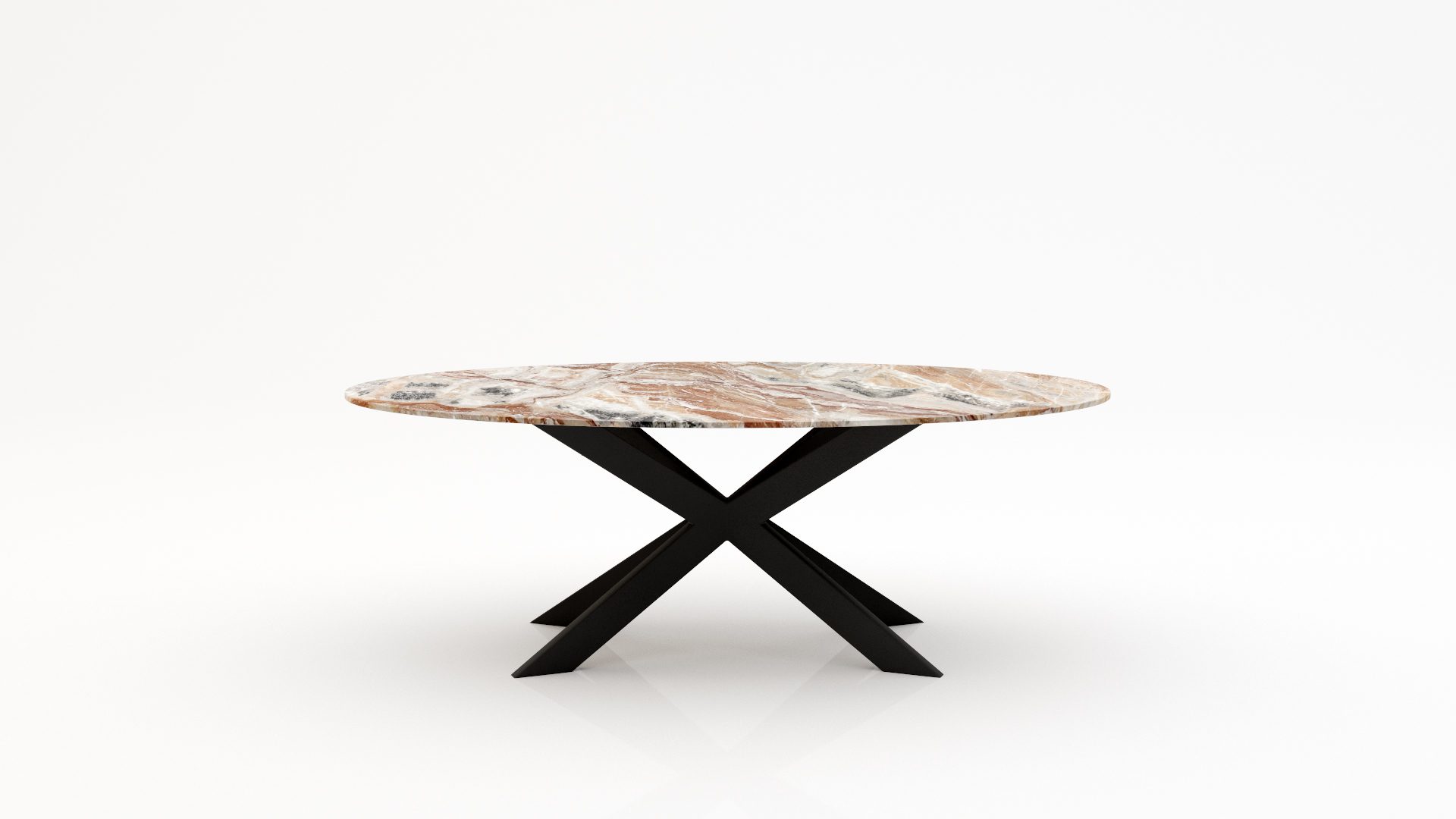 Ovale marmeren eettafel Matrix Farfalle - Arabescato Orobico Rosso - 260x130cm