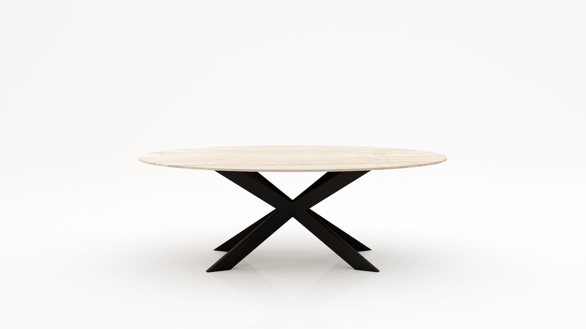 Ovale marmeren eettafel Matrix Farfalle - Travertino Chiaro - 260x130cm