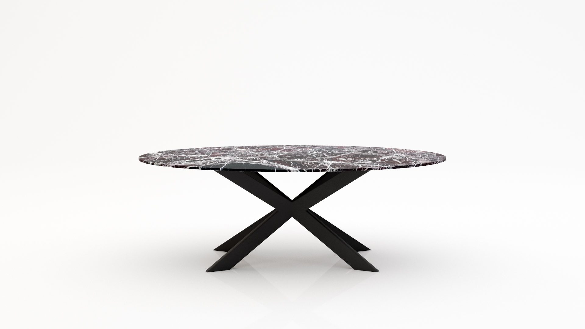 Ovale marmeren eettafel Matrix Farfalle - Rosso Levanto - 260x130cm