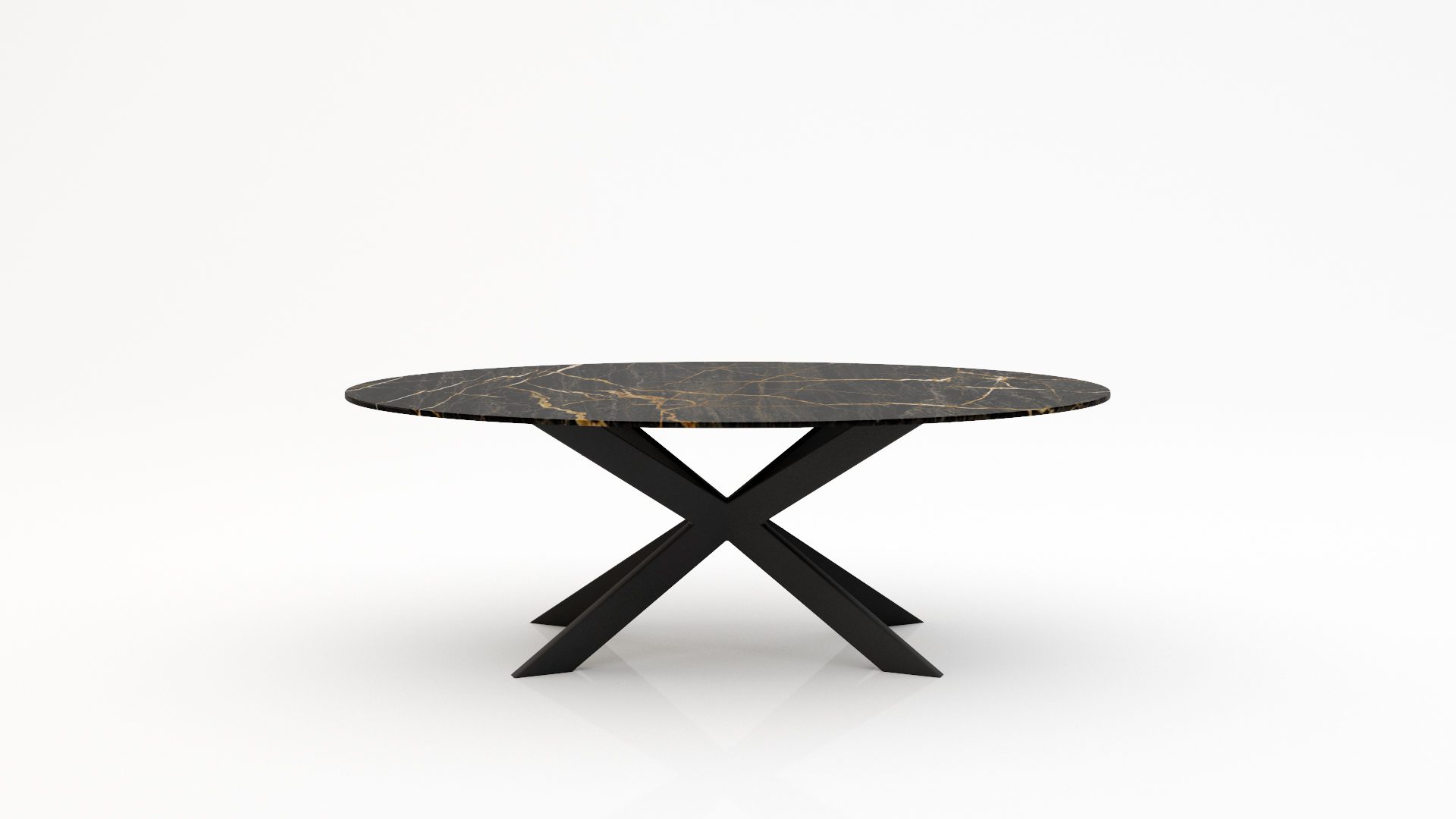 Ovale marmeren eettafel Matrix Farfalle - Nero saint port laurent - 260x130cm