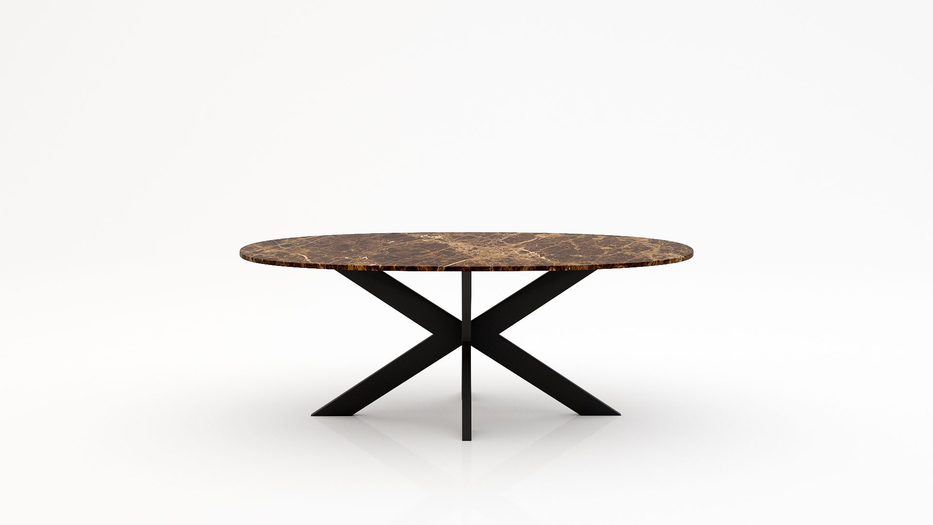 Ovale marmeren eettafel Matrix normale - Emperador dark - 260x130cm