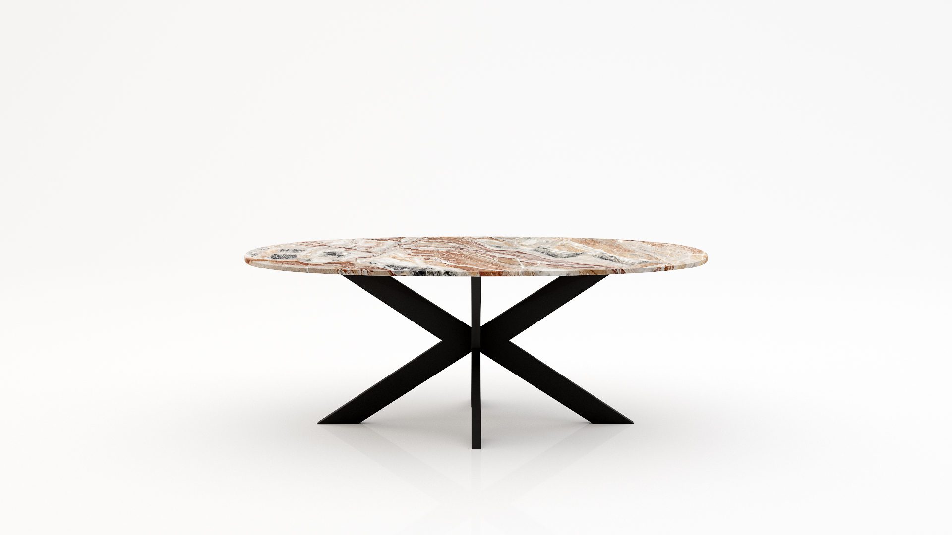 Ovale marmeren eettafel Matrix normale - Arabescato Orobico Rosso - 260x130cm